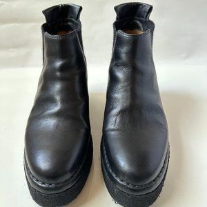 Roberto Del Carlo Black Leather Wedge Chelsea Boots for Women, Size 36